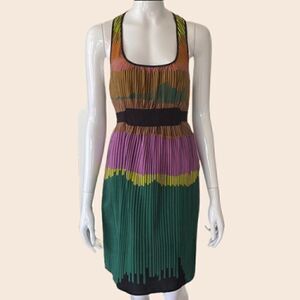 Petticoat Alley Rainbow Striped Colorblock Silk Racerback Mini Dress Size XS